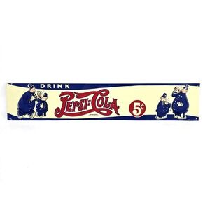 Rare 22" 1940 Drink Pepsi Cola Pete Embossed Metal Dealer Sign Cop Police 5 Cent